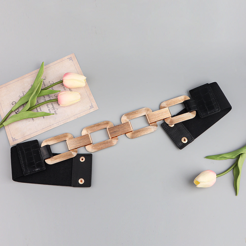 Women's Gold and Black Chain Fashion Belt