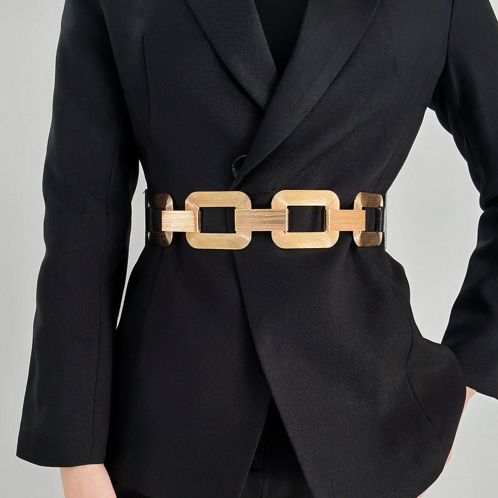 Women's Gold and Black Chain Fashion Belt