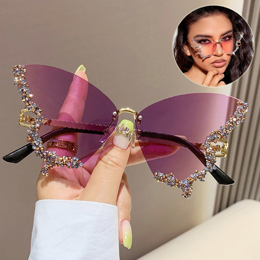 Women Oversized Luxury Diamond Butterfly Sunglasses