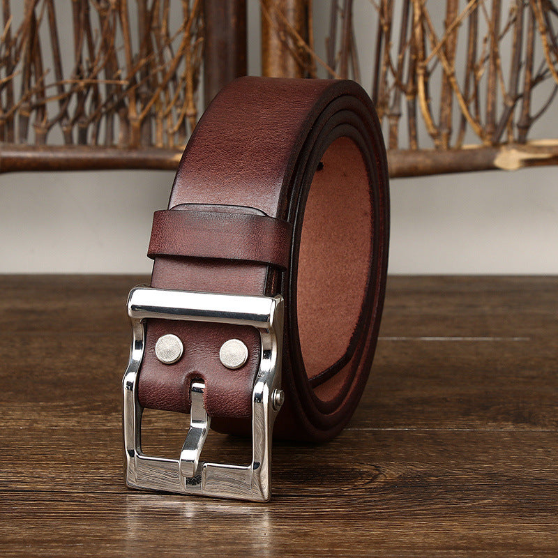 Men's Retro Leather Cowhide Buckle Belt