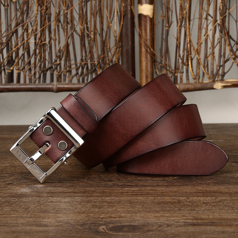 Men's Retro Leather Cowhide Buckle Belt