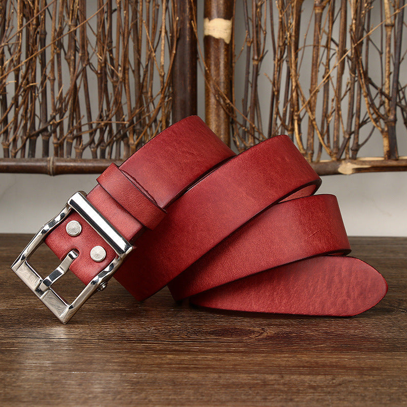 Men's Retro Leather Cowhide Buckle Belt