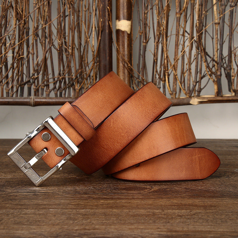 Men's Retro Leather Cowhide Buckle Belt