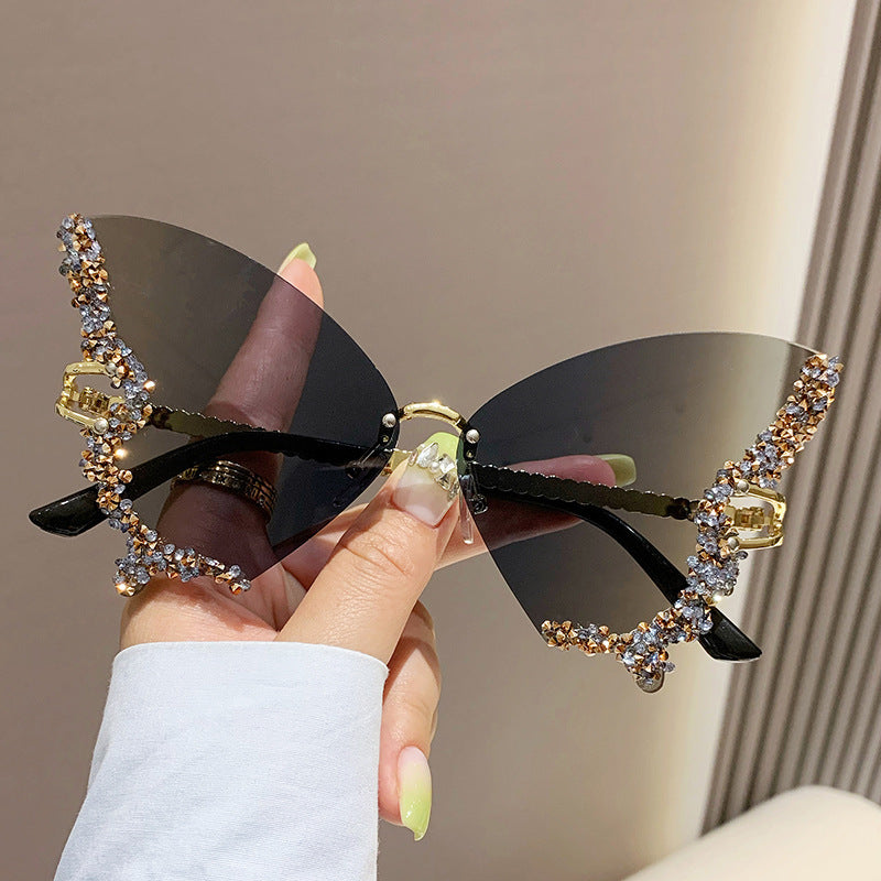 Women Oversized Luxury Diamond Butterfly Sunglasses
