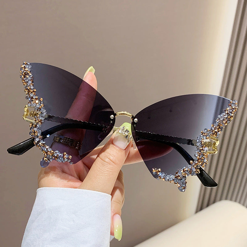 Women Oversized Luxury Diamond Butterfly Sunglasses