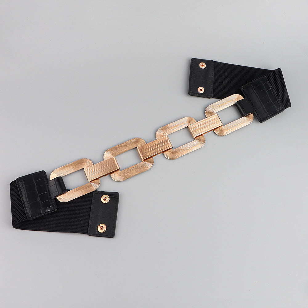 Women's Gold and Black Chain Fashion Belt