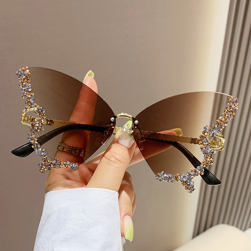 Women Oversized Luxury Diamond Butterfly Sunglasses