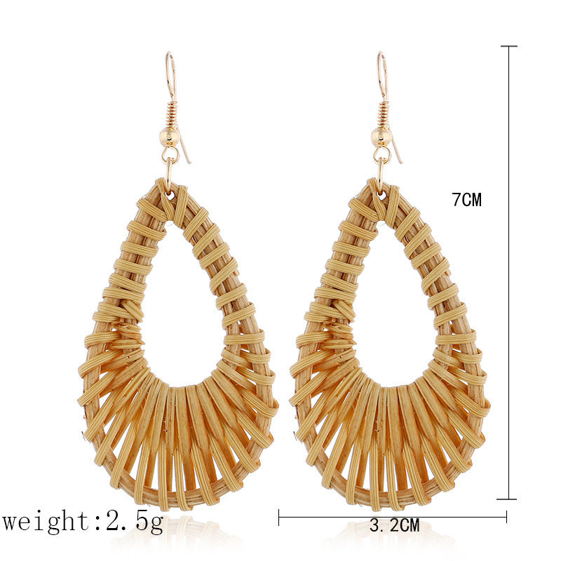 Personalized Rattan Drop Earrings