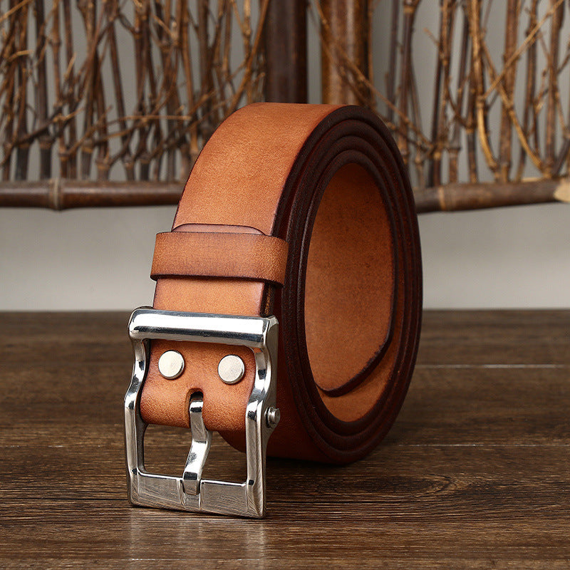 Men's Retro Leather Cowhide Buckle Belt