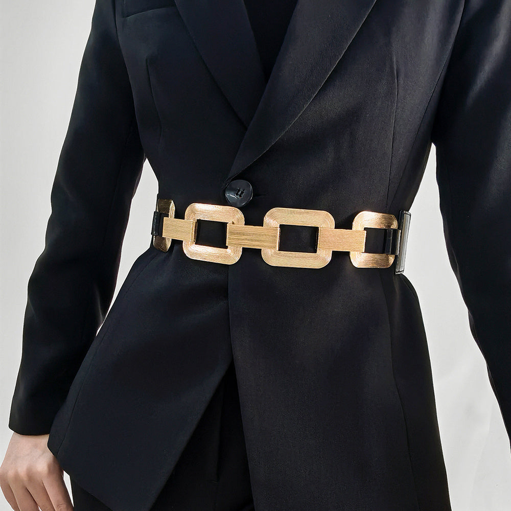 Women's Gold and Black Chain Fashion Belt