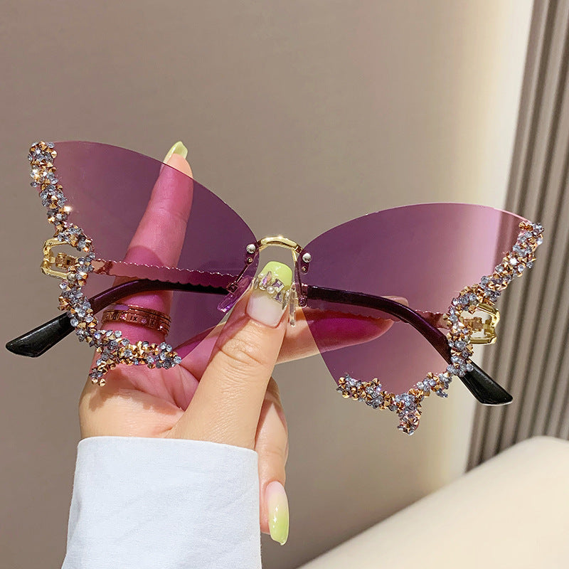 Women Oversized Luxury Diamond Butterfly Sunglasses