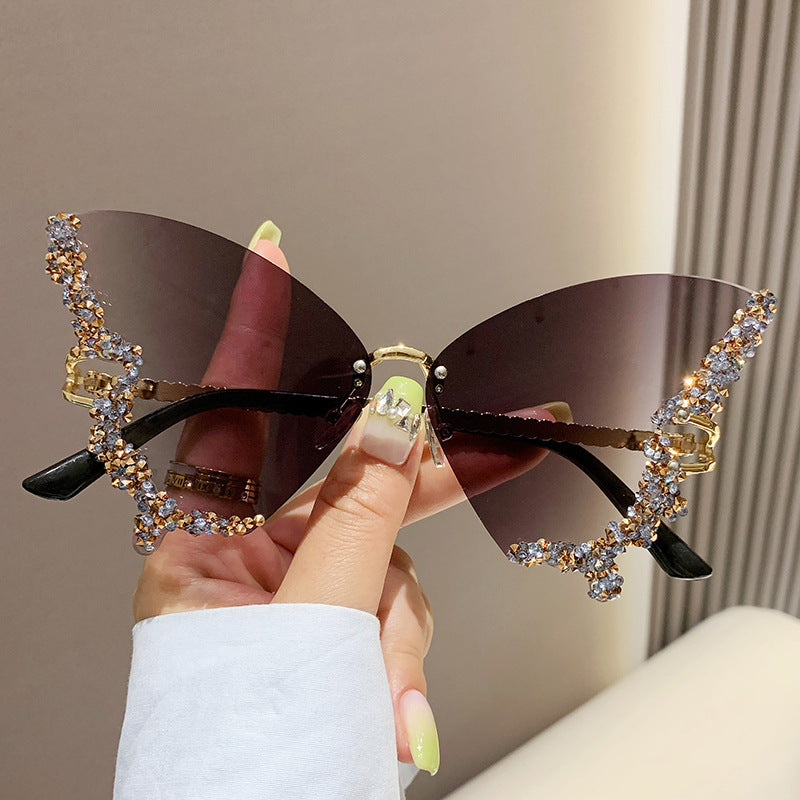 Women Oversized Luxury Diamond Butterfly Sunglasses
