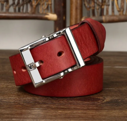 Men's Retro Leather Cowhide Buckle Belt