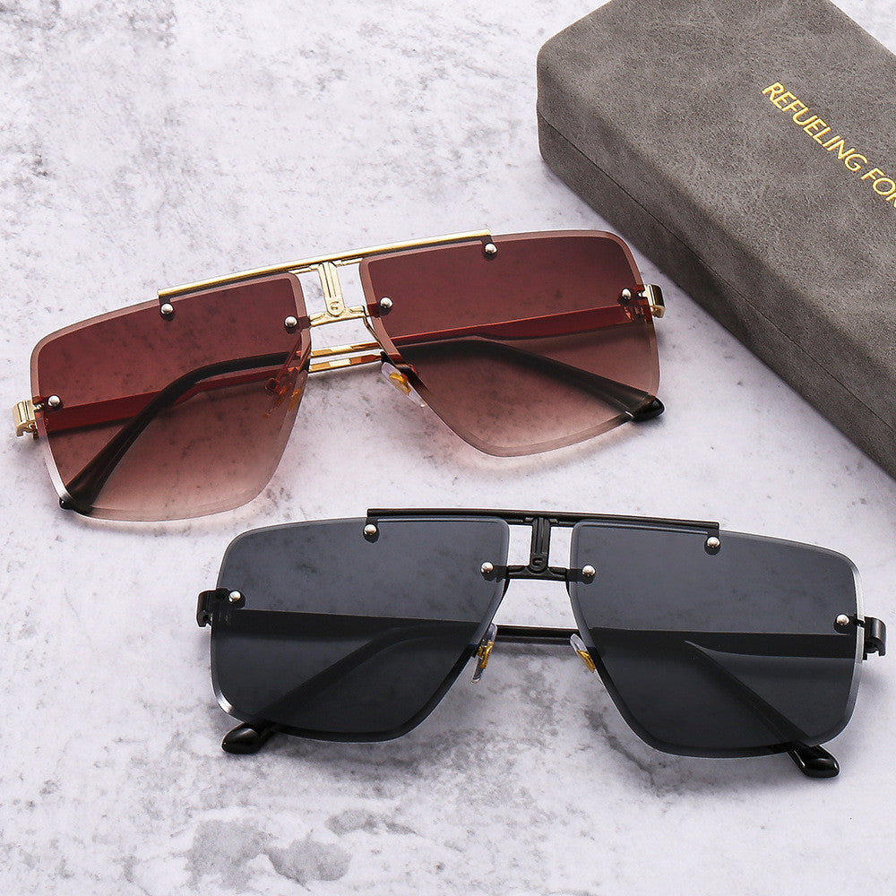 Men Square Frame Retro Sunglasses