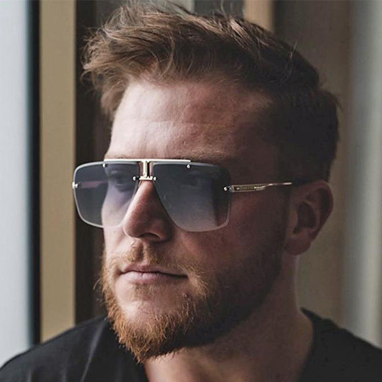 Men Square Frame Retro Sunglasses