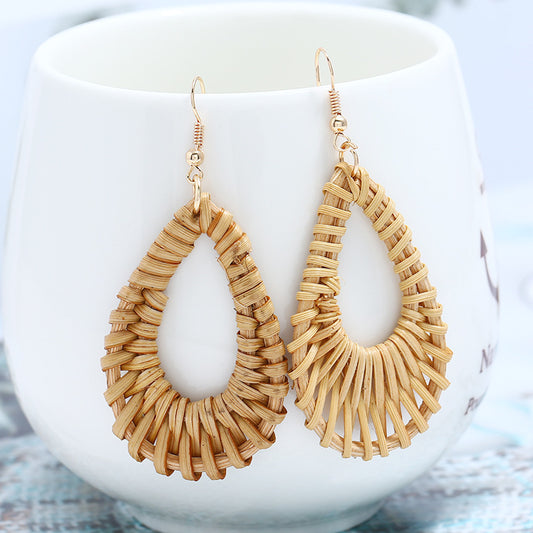 Personalized Rattan Drop Earrings